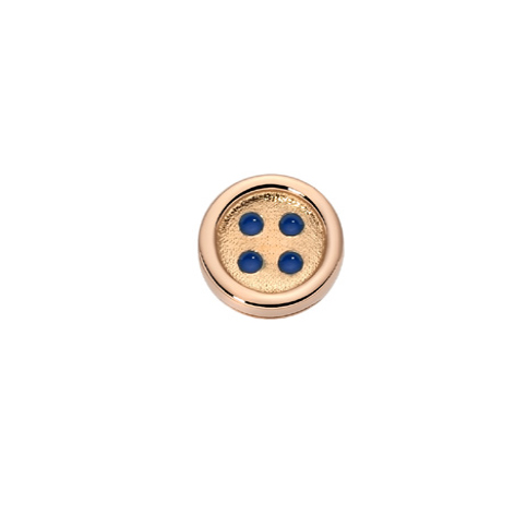 Rose Gold Button And Blue Enamel